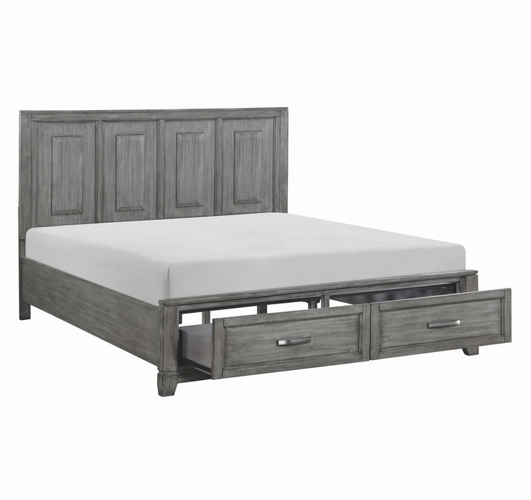 Garretson Eastern King Platform Bed with Footboard Storage in Gray - 1450K-1EK - FAMSA Furniture (TX)