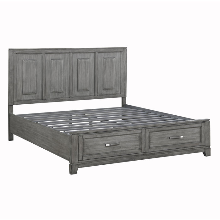 Garretson Eastern King Platform Bed with Footboard Storage in Gray - 1450K-1EK - FAMSA Furniture (TX)
