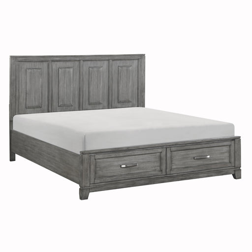 Garretson Eastern King Platform Bed with Footboard Storage in Gray - 1450K-1EK - FAMSA Furniture (TX)