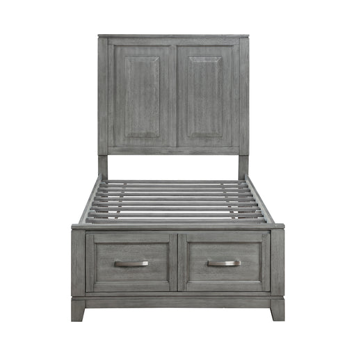 Garretson Twin Platform Bed with Footboard Storage in Gray - 1450T-1 - FAMSA Furniture (TX)