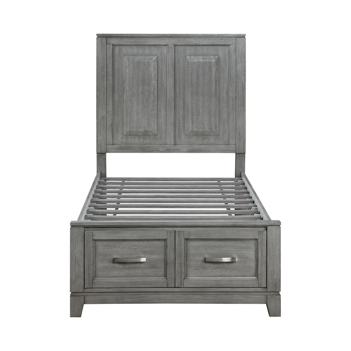 Garretson Twin Platform Bed with Footboard Storage in Gray - 1450T-1 - FAMSA Furniture (TX)