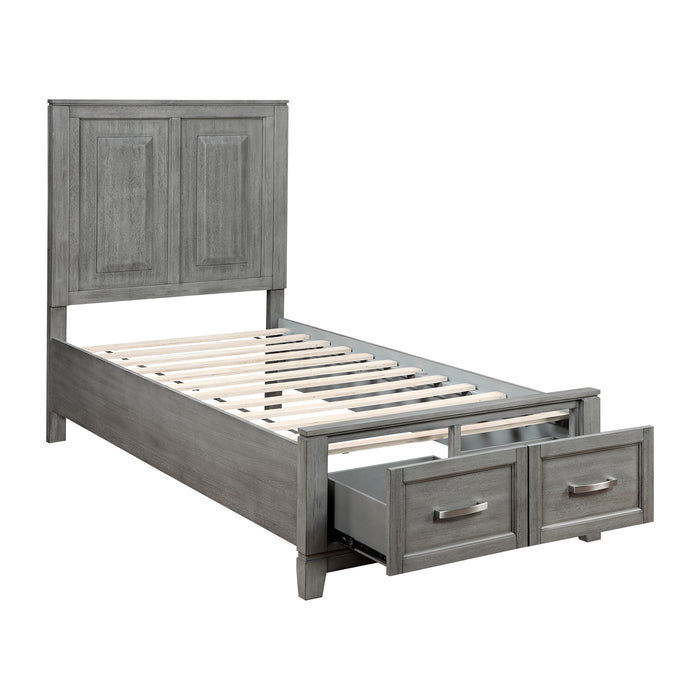 Garretson Twin Platform Bed with Footboard Storage in Gray - 1450T-1 - FAMSA Furniture (TX)