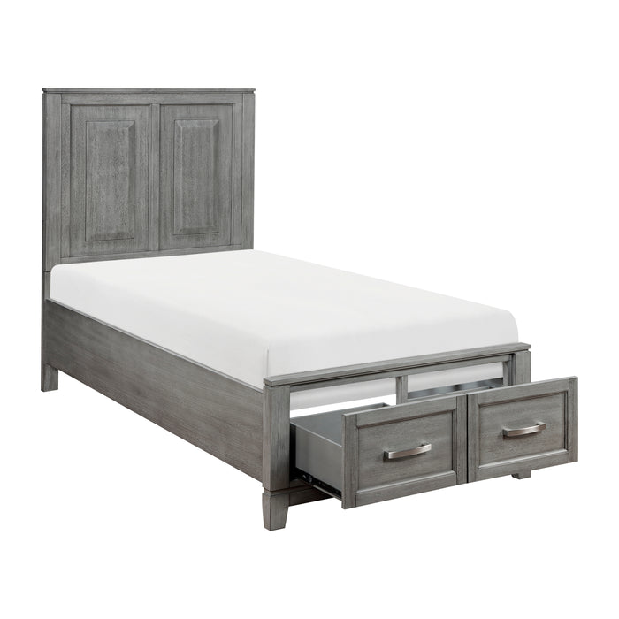 Garretson Twin Platform Bed with Footboard Storage in Gray - 1450T-1 - FAMSA Furniture (TX)