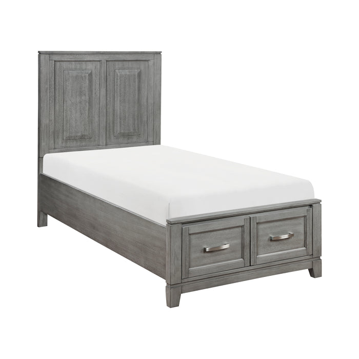 Garretson Twin Platform Bed with Footboard Storage in Gray - 1450T-1 - FAMSA Furniture (TX)