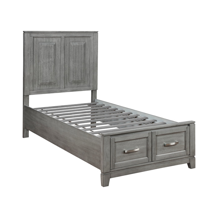Garretson Twin Platform Bed with Footboard Storage in Gray - 1450T-1 - FAMSA Furniture (TX)