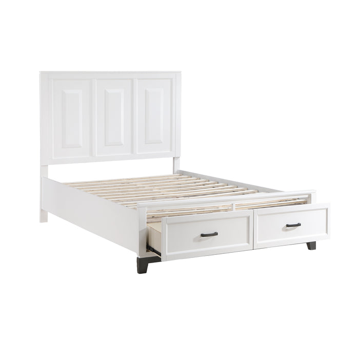 Garretson Queen Platform Bed with Footboard Storage in White - 1450WH-1 - FAMSA Furniture (TX)