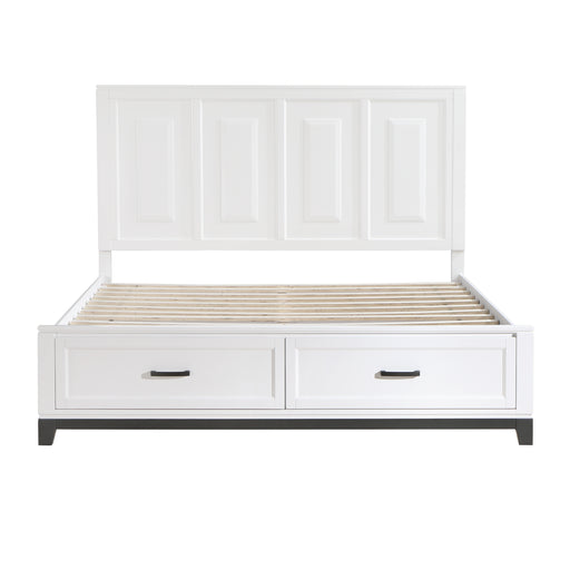 Garretson Eastern King Platform Bed with Footboard Storage in White - 1450WHK-1EK - FAMSA Furniture (TX)