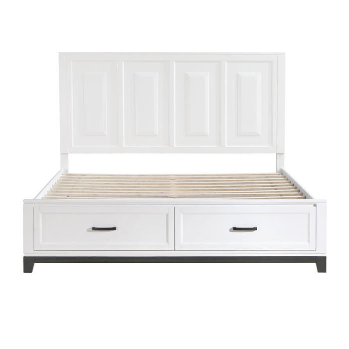 Garretson Eastern King Platform Bed with Footboard Storage in White - 1450WHK-1EK - FAMSA Furniture (TX)