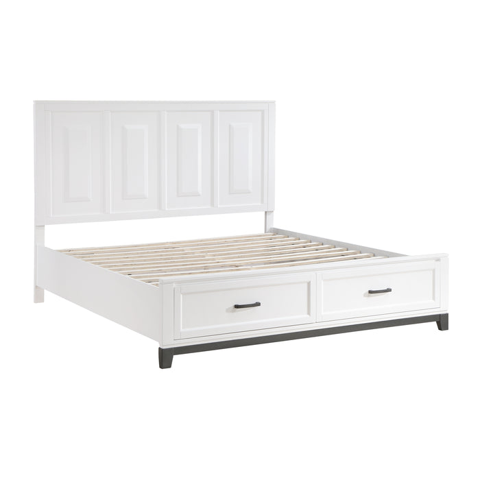 Garretson Eastern King Platform Bed with Footboard Storage in White - 1450WHK-1EK - FAMSA Furniture (TX)