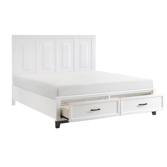 Garretson Eastern King Platform Bed with Footboard Storage in White - 1450WHK-1EK - FAMSA Furniture (TX)