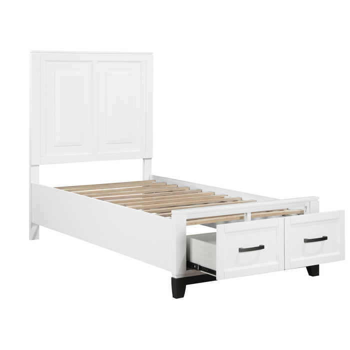 Garretson Twin Platform Bed with Footboard Storage in White - 1450WHT-1 - FAMSA Furniture (TX)