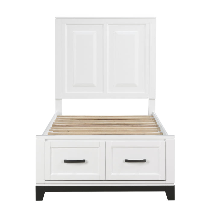 Garretson Twin Platform Bed with Footboard Storage in White - 1450WHT-1 - FAMSA Furniture (TX)