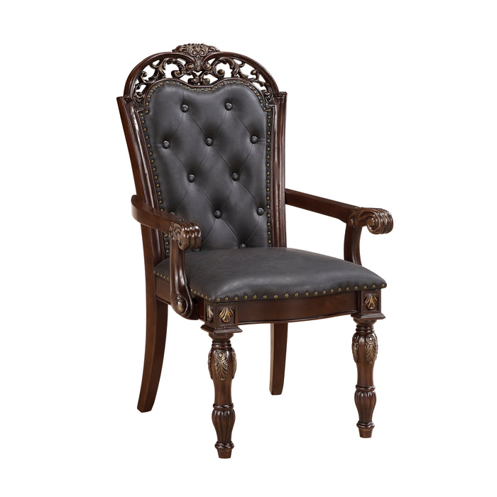 Adelina Arm Chair in Cherry/Gold - 1468A - FAMSA Furniture (TX)