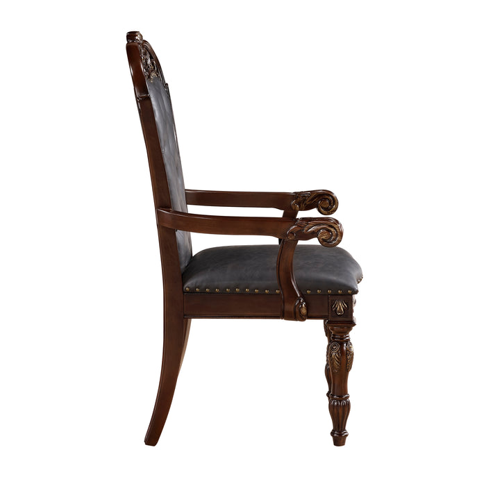 Adelina Arm Chair in Cherry/Gold - 1468A - FAMSA Furniture (TX)