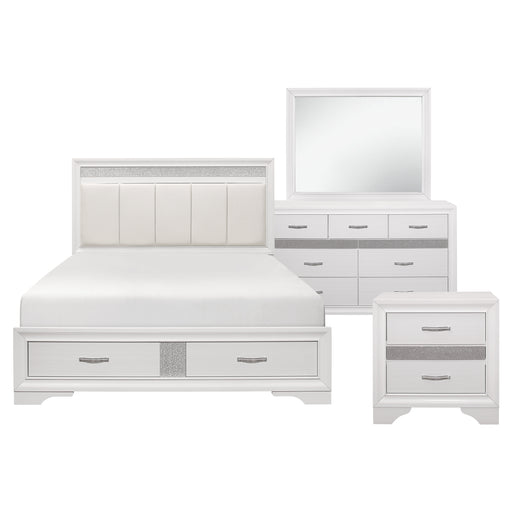 Luster 4pc Set (QB+NS+DR+MR) in White - 1505W-1*4 - FAMSA Furniture (TX)