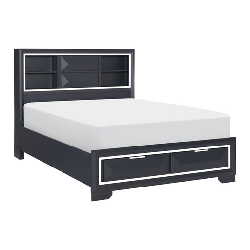 Rosemont Queen Platform Bed with Footboard Storage in Blue/Gold/Silver/Champagne - 1553-1 - FAMSA Furniture (TX)