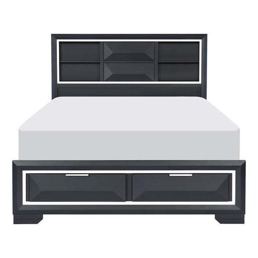 Rosemont Queen Platform Bed with Footboard Storage in Blue/Gold/Silver/Champagne - 1553-1 - FAMSA Furniture (TX)