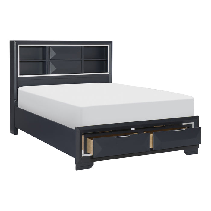 Rosemont 4pc Set (QB+NS+DR+MR) in Blue/Gold/Silver/Champagne - 1553-1*4 - FAMSA Furniture (TX)