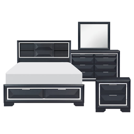 Rosemont 4pc Set (QB+NS+DR+MR) in Blue/Gold/Silver/Champagne - 1553-1*4 - FAMSA Furniture (TX)