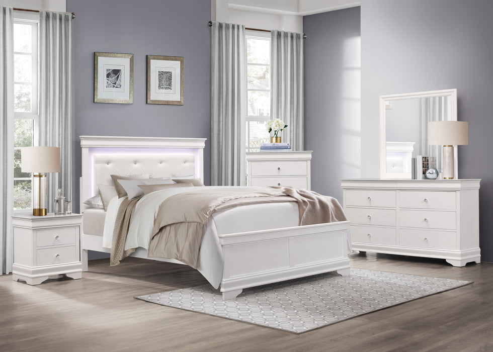 Lana Collection (2) Full Bed with LED Lighting in White - 1556WF-1* - FAMSA Furniture (TX)