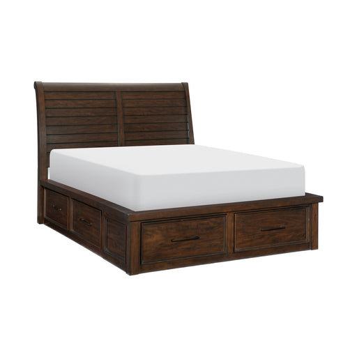 Logandale Queen Platform Bed with Footboard Storage in Brown - 1559-1 - FAMSA Furniture (TX)