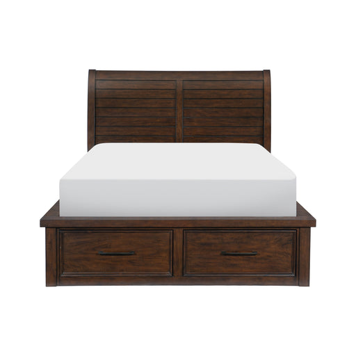 Logandale Queen Platform Bed with Footboard Storage in Brown - 1559-1 - FAMSA Furniture (TX)