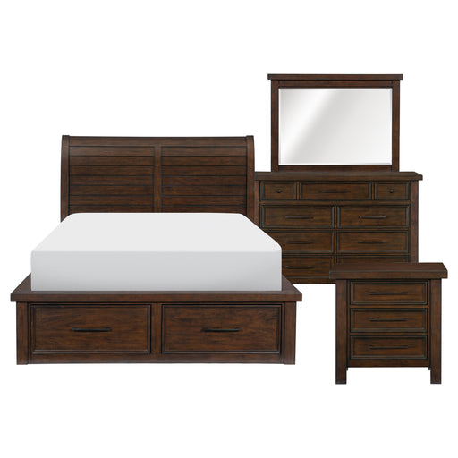 Logandale 4pc Set (QB+NS+DR+MR) in Brown - 1559-1*4 - FAMSA Furniture (TX)