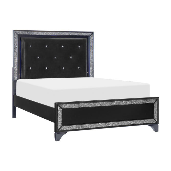Salon 4pc Set (QB+NS+DR+MR) in Black/Gold/Silver/Champagne - 1572BK-1*4 - FAMSA Furniture (TX)