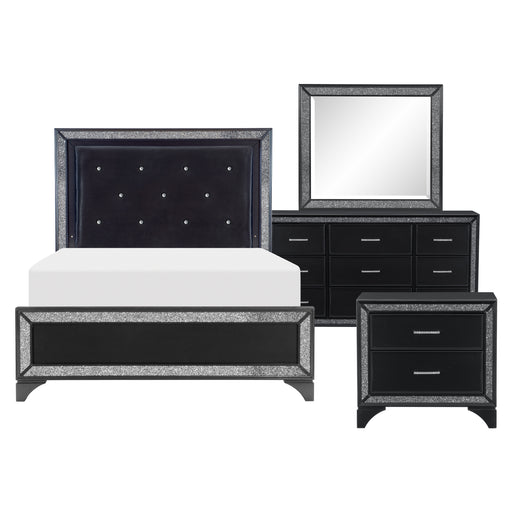 Salon 4pc Set (QB+NS+DR+MR) in Black/Gold/Silver/Champagne - 1572BK-1*4 - FAMSA Furniture (TX)