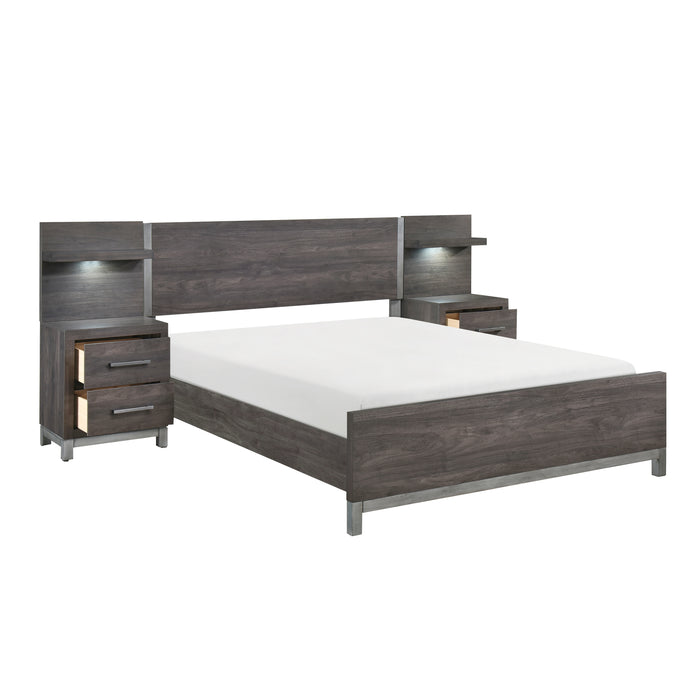 Zephyr 5pc Set Full Wall Bed (FB+2NS+2NS-P) in Gray - 1577DGF-1WB - FAMSA Furniture (TX)
