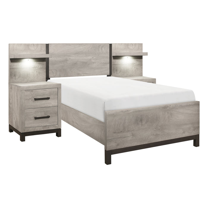 Zephyr 5pc Set Twin Wall Bed (TB+2NS+2NS-P) in Gray - 1577T-1WB - FAMSA Furniture (TX)