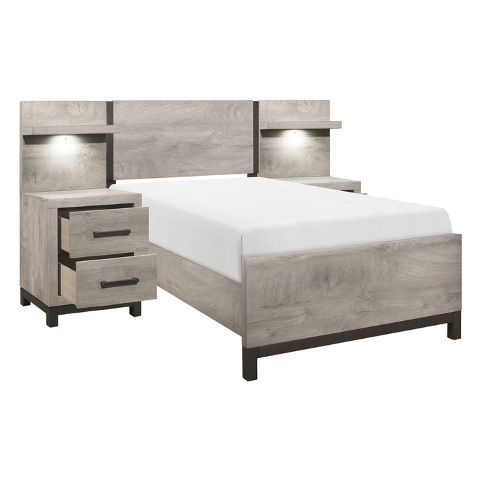 Zephyr 5pc Set Twin Wall Bed (TB+2NS+2NS-P) in Gray - 1577T-1WB - FAMSA Furniture (TX)