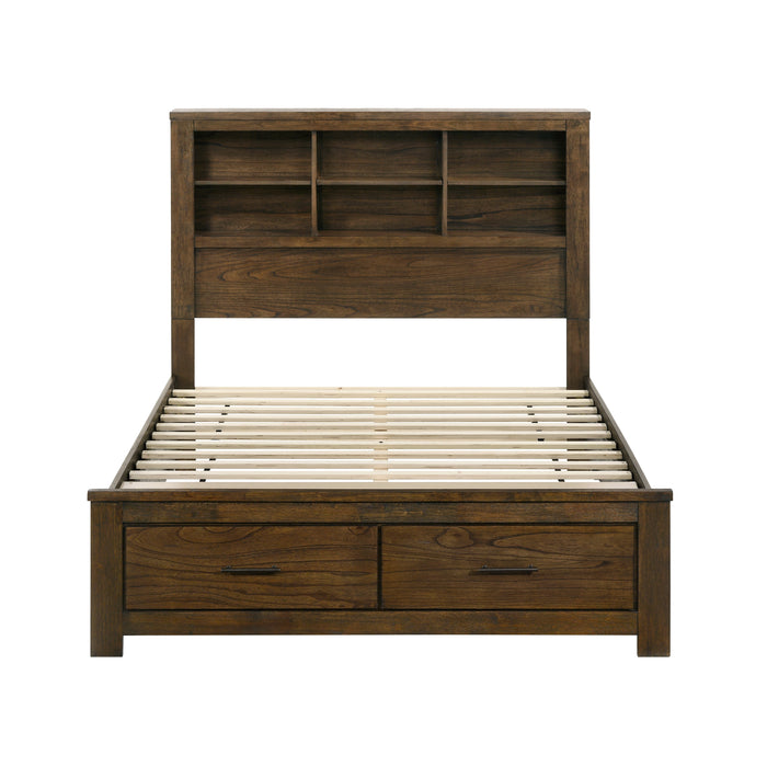 Sullivan Queen Platform Bed with Footboard Storage in Brown - 1592-1 - FAMSA Furniture (TX)