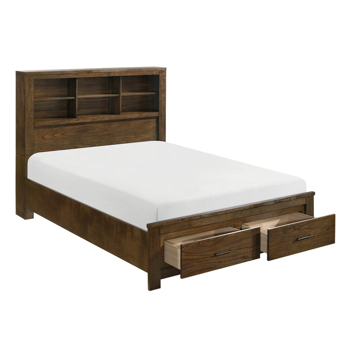Sullivan Queen Platform Bed with Footboard Storage in Brown - 1592-1 - FAMSA Furniture (TX)