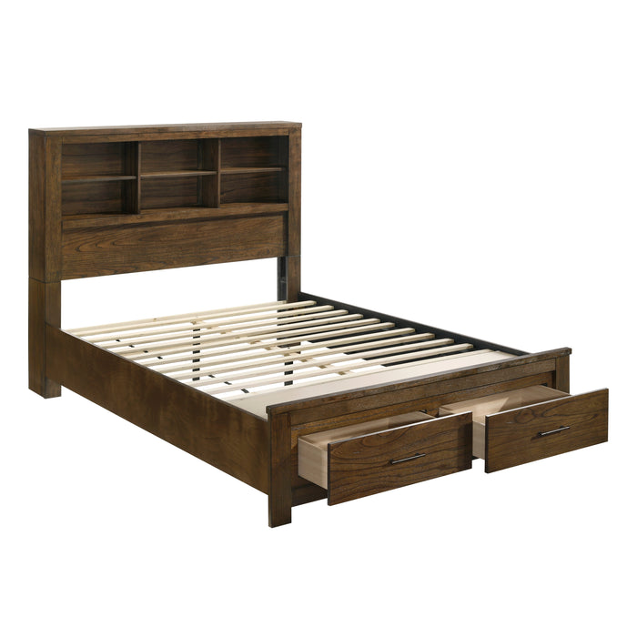 Sullivan Queen Platform Bed with Footboard Storage in Brown - 1592-1 - FAMSA Furniture (TX)