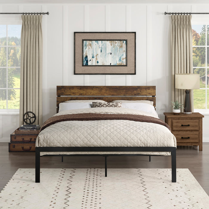 Marshall Full Platform Bed in Black/Brown - 1611F-1 - FAMSA Furniture (TX)