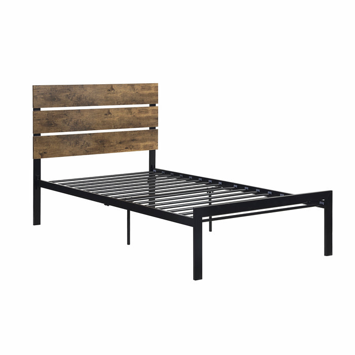 Marshall Twin Platform Bed in Black/Brown - 1611T-1 - FAMSA Furniture (TX)