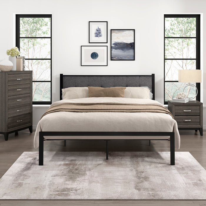 Samuel Full Platform Bed in Black/Gray - 1612F-1 - FAMSA Furniture (TX)
