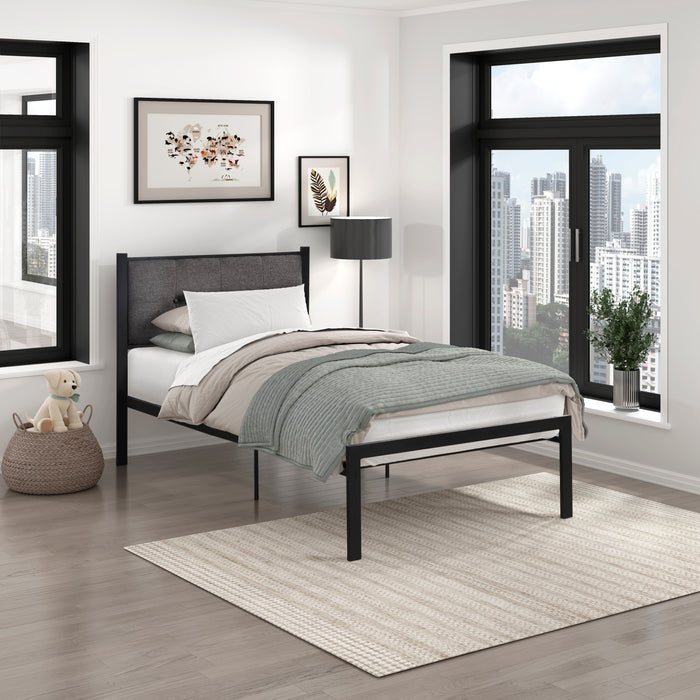 Samuel Twin Platform Bed in Black/Gray - 1612T-1 - FAMSA Furniture (TX)