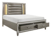 Tamsin Queen Platform Bed with Footboard Storage, LED Lighting in Gray/Gold/Silver/Champagne/Transparent - 1616-1 - FAMSA Furniture (TX)