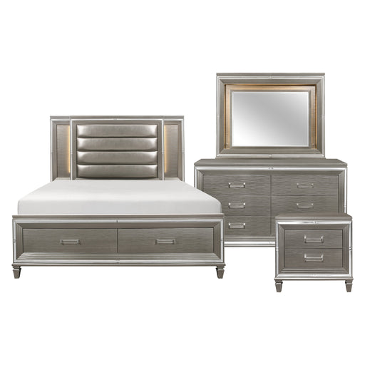 Tamsin 4pc Set (QB+NS+DR+MR) in Gray/Transparent/Gold/Silver/Champagne - 1616-1*4 - FAMSA Furniture (TX)