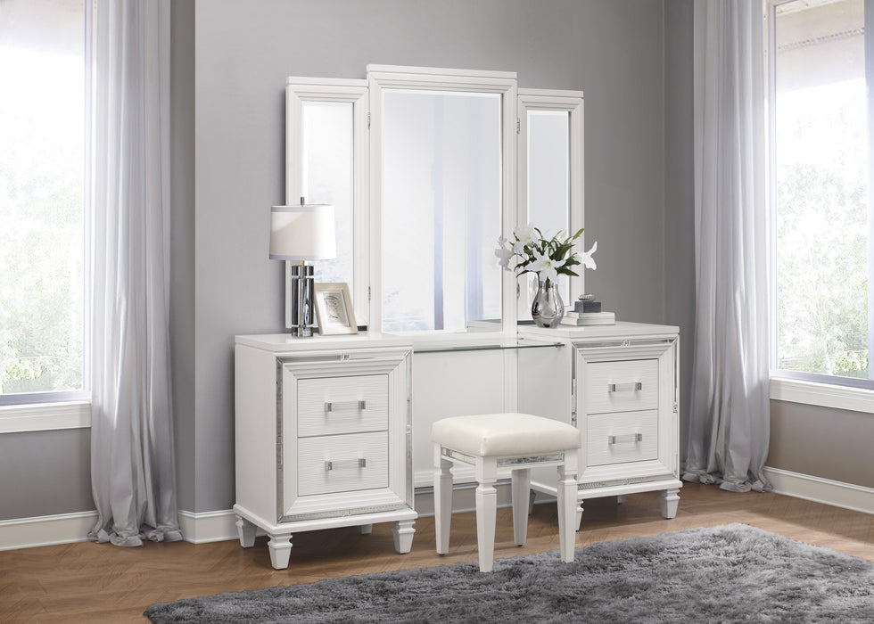 Tamsin Vanity Stool in Transparent/White - 1616W-14 - FAMSA Furniture (TX)