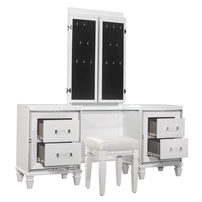 Tamsin (3) Vanity Dresser with Mirror in White/Transparent - 1616W-15* - FAMSA Furniture (TX)