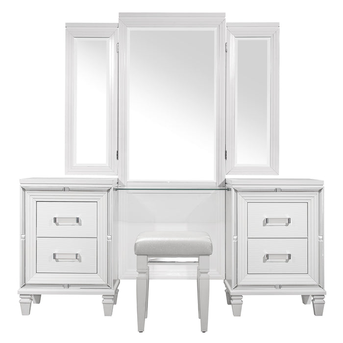 Tamsin (3) Vanity Dresser with Mirror in White/Transparent - 1616W-15* - FAMSA Furniture (TX)