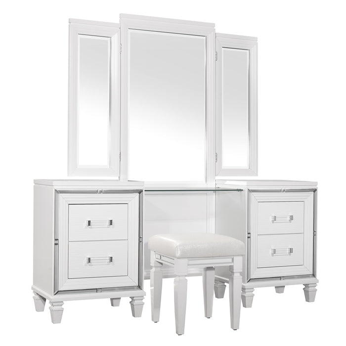 Tamsin (3) Vanity Dresser with Mirror in White/Transparent - 1616W-15* - FAMSA Furniture (TX)
