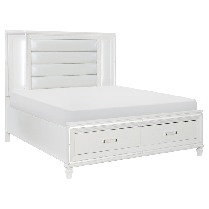 Tamsin Eastern King Platform Bed with LED Lighting and Footboard Storage in Transparent/White - 1616WK-1EK - FAMSA Furniture (TX)