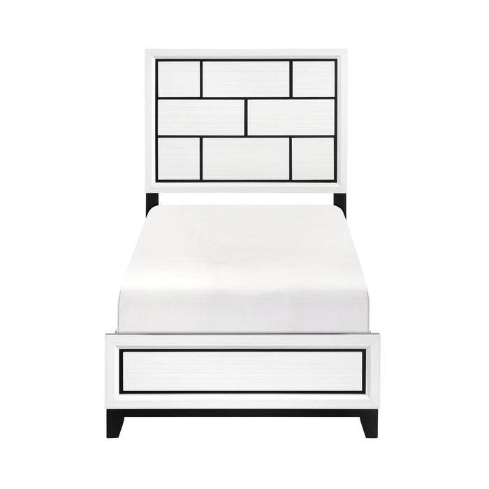 Davi Twin Bed in Black/White - 1645WHT-1 - FAMSA Furniture (TX)