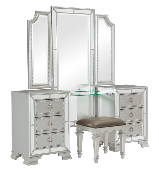 Avondale Vanity Stool in Gray/Gold/Silver/Champagne/Transparent - 1646-14 - FAMSA Furniture (TX)