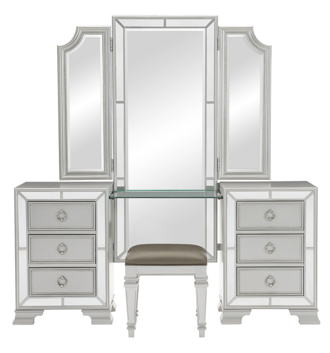 Avondale Vanity Stool in Gray/Gold/Silver/Champagne/Transparent - 1646-14 - FAMSA Furniture (TX)