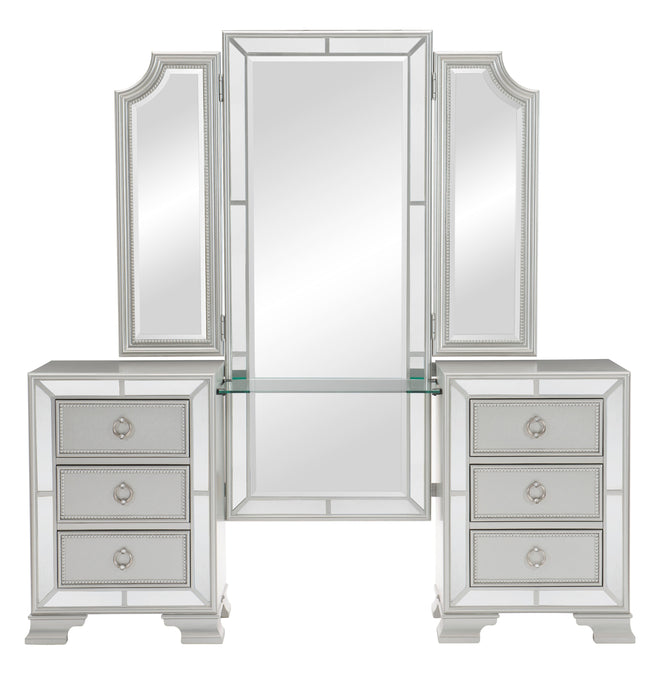 Avondale (3)Vanity Dresser with Mirror in Gray/Gold/Silver/Champagne/Transparent - 1646-15*